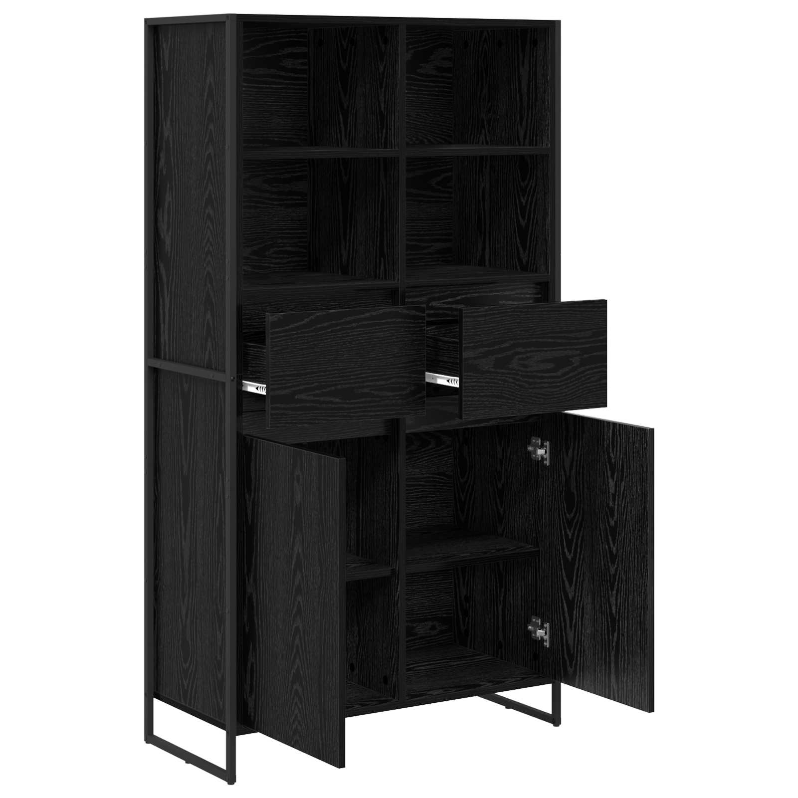 Sideboard Schwarz Eichen-Optik 81 x 36 x 150.5 cm Holzwerkstoff