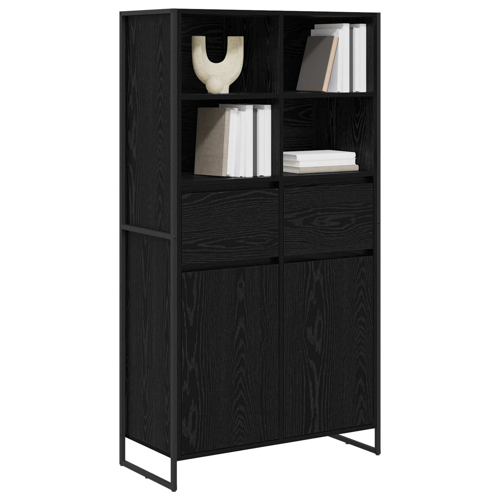 Sideboard Schwarz Eichen-Optik 81 x 36 x 150.5 cm Holzwerkstoff