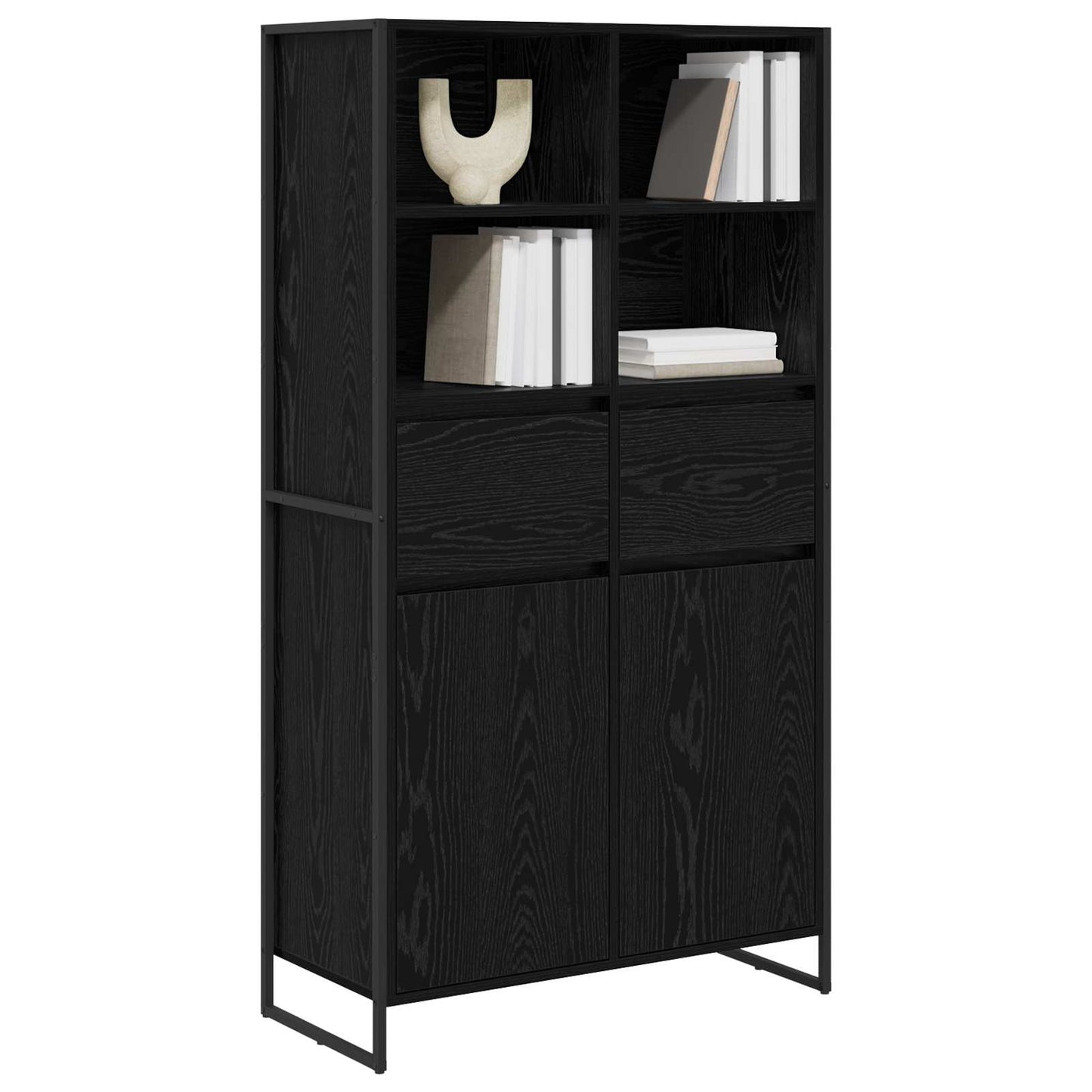 Sideboard Schwarz Eichen-Optik 81 x 36 x 150.5 cm Holzwerkstoff