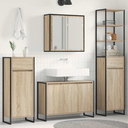 Badezimmermöbel-Set 4 Stk. Sonoma-Eiche Holzwerkstoff