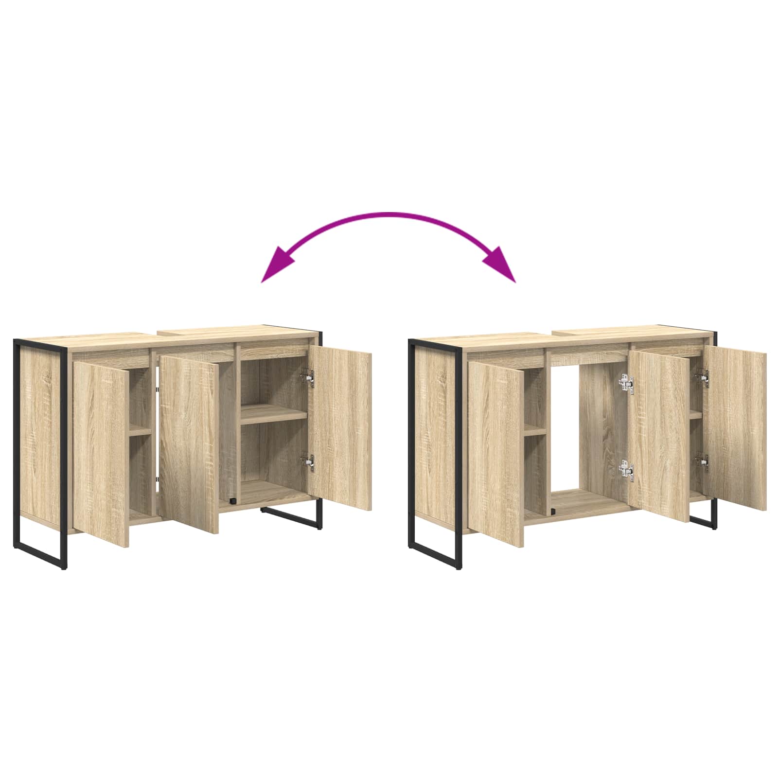 Badezimmermöbel-Set mit Schubladen Sonoma-Eiche Holzwerkstoff