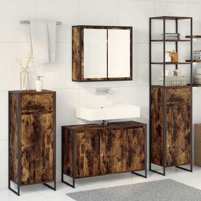 Badezimmermöbel-Set 4 Stk. Räuchereiche Holzwerkstoff