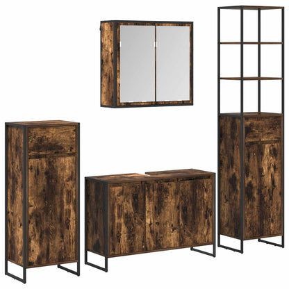 Badezimmermöbel-Set 4 Stk. Räuchereiche Holzwerkstoff