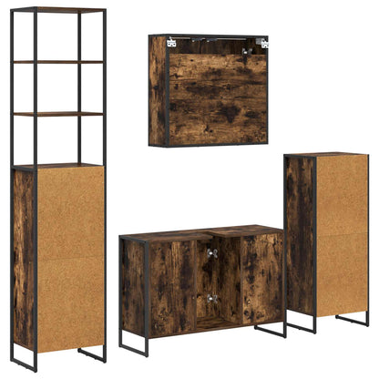 Badezimmermöbel-Set 4 Stk. Räuchereiche Holzwerkstoff