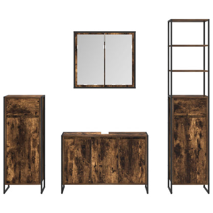 Badezimmermöbel-Set 4 Stk. Räuchereiche Holzwerkstoff