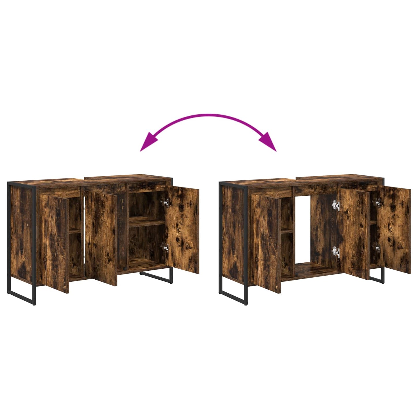 Badezimmermöbel-Set mit Regal Geräucherte Eiche Holzwerkstoff