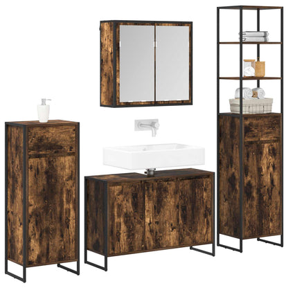 Badezimmermöbel-Set 4 Stk. Räuchereiche Holzwerkstoff