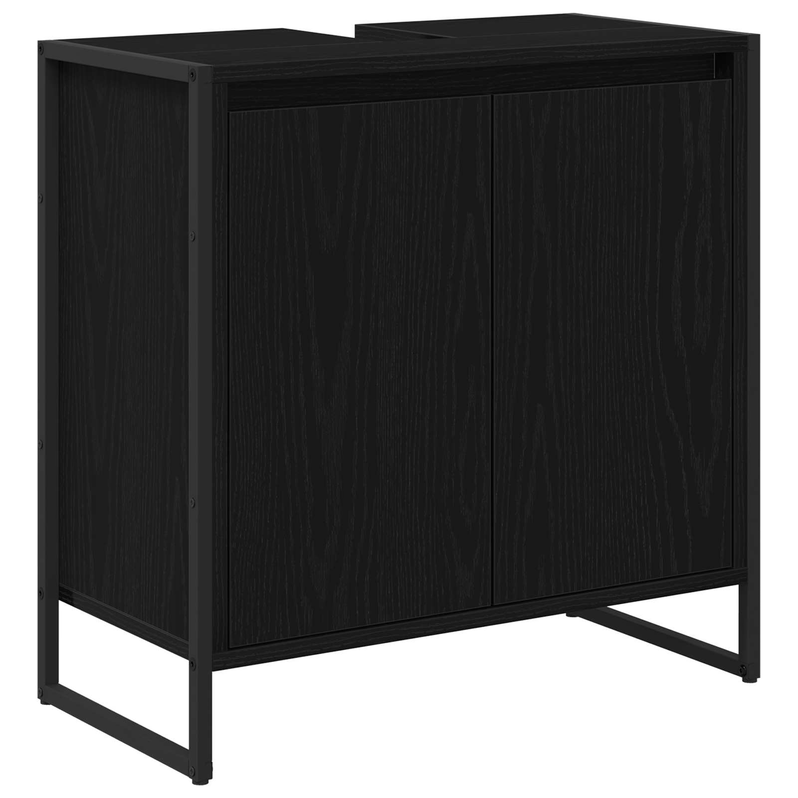 Badezimmermöbel-Set 4 stk. Schwarz Eichen-Optik Holzwerkstoff