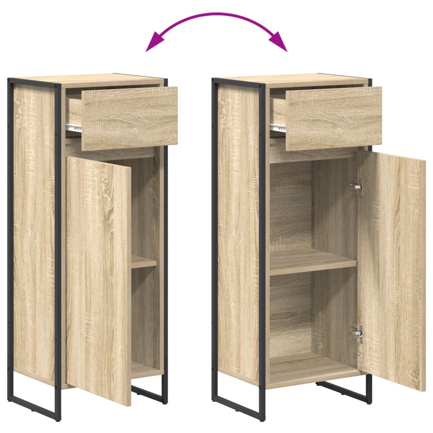 Badezimmermöbel-Set mit Schubladen Sonoma-Eiche Holzwerkstoff