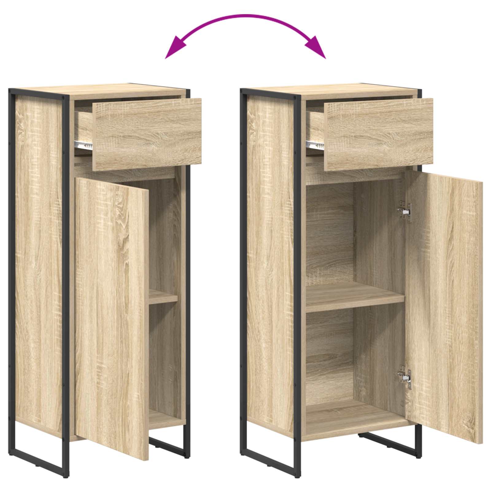 Badezimmermöbel-Set mit Schubladen Sonoma-Eiche Holzwerkstoff