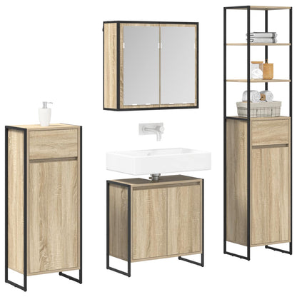 Badezimmermöbel-Set 4 Stk. Sonoma-Eiche Holzwerkstoff