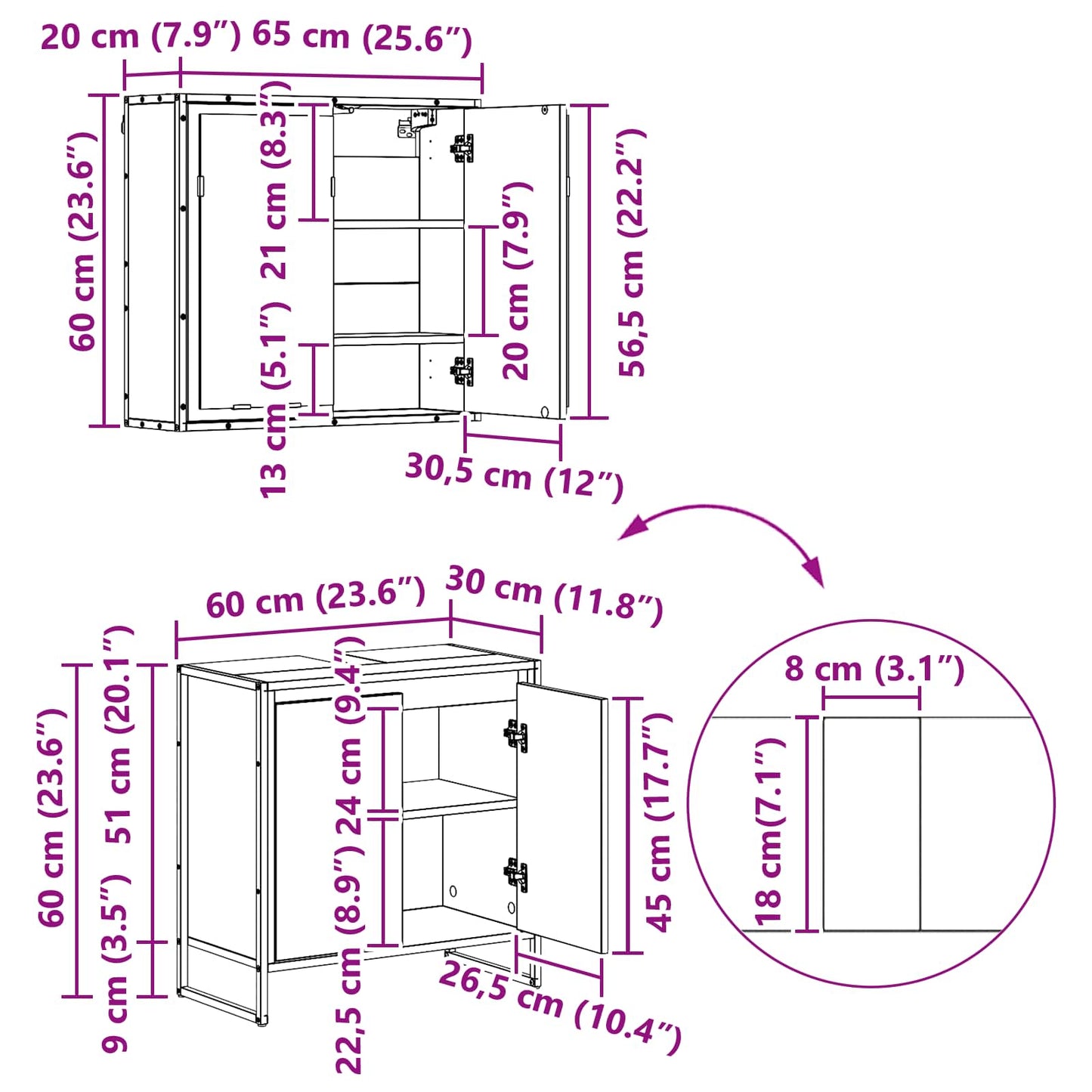 Badezimmermöbel-Set mit Schubladen Sonoma-Eiche Holzwerkstoff