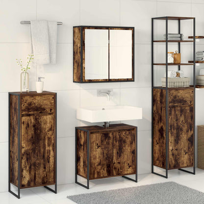 Badezimmermöbel-Set 4 Stk. Räuchereiche Holzwerkstoff