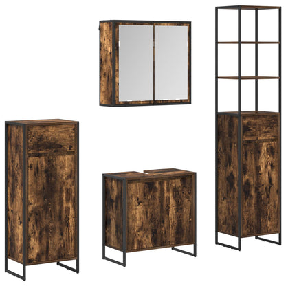 Badezimmermöbel-Set 4 Stk. Räuchereiche Holzwerkstoff