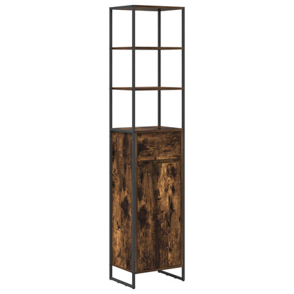 Badezimmermöbel-Set 4 Stk. Räuchereiche Holzwerkstoff