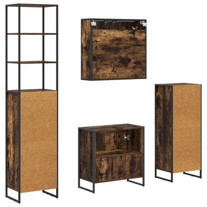 Badezimmermöbel-Set 4 Stk. Räuchereiche Holzwerkstoff