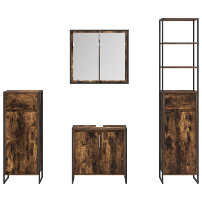 Badezimmermöbel-Set 4 Stk. Räuchereiche Holzwerkstoff