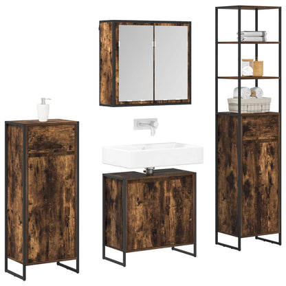 Badezimmermöbel-Set 4 Stk. Räuchereiche Holzwerkstoff