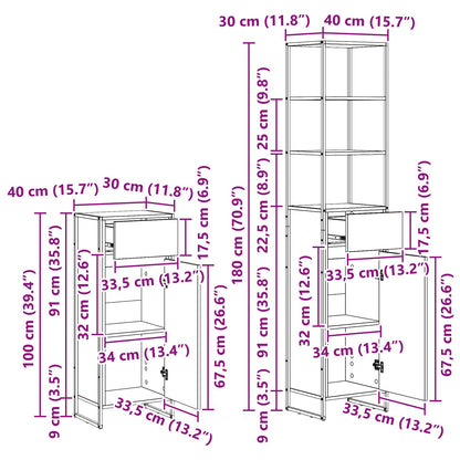 Badezimmermöbel-Set 4 Stk. Räuchereiche Holzwerkstoff