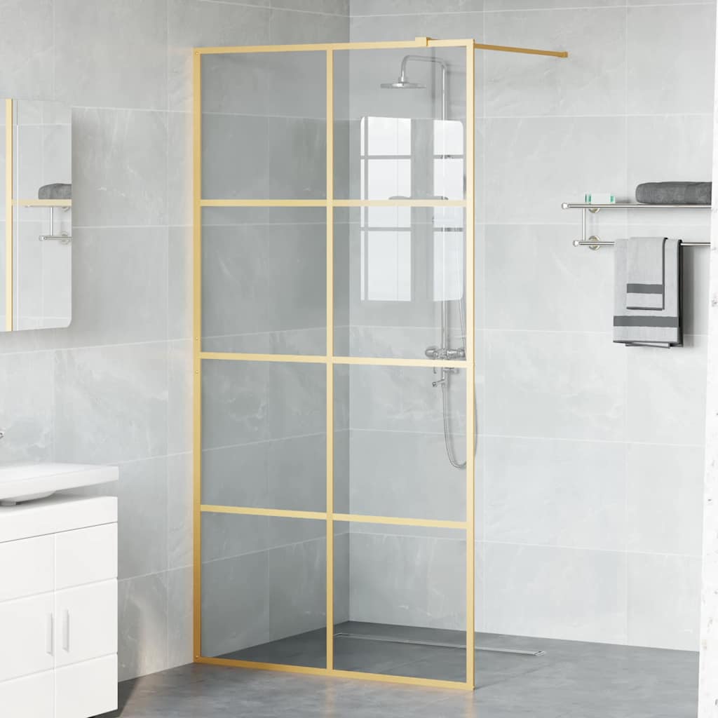 Walk-in Duschwand Gold 100 x 195 cm Gehärtetes Glas