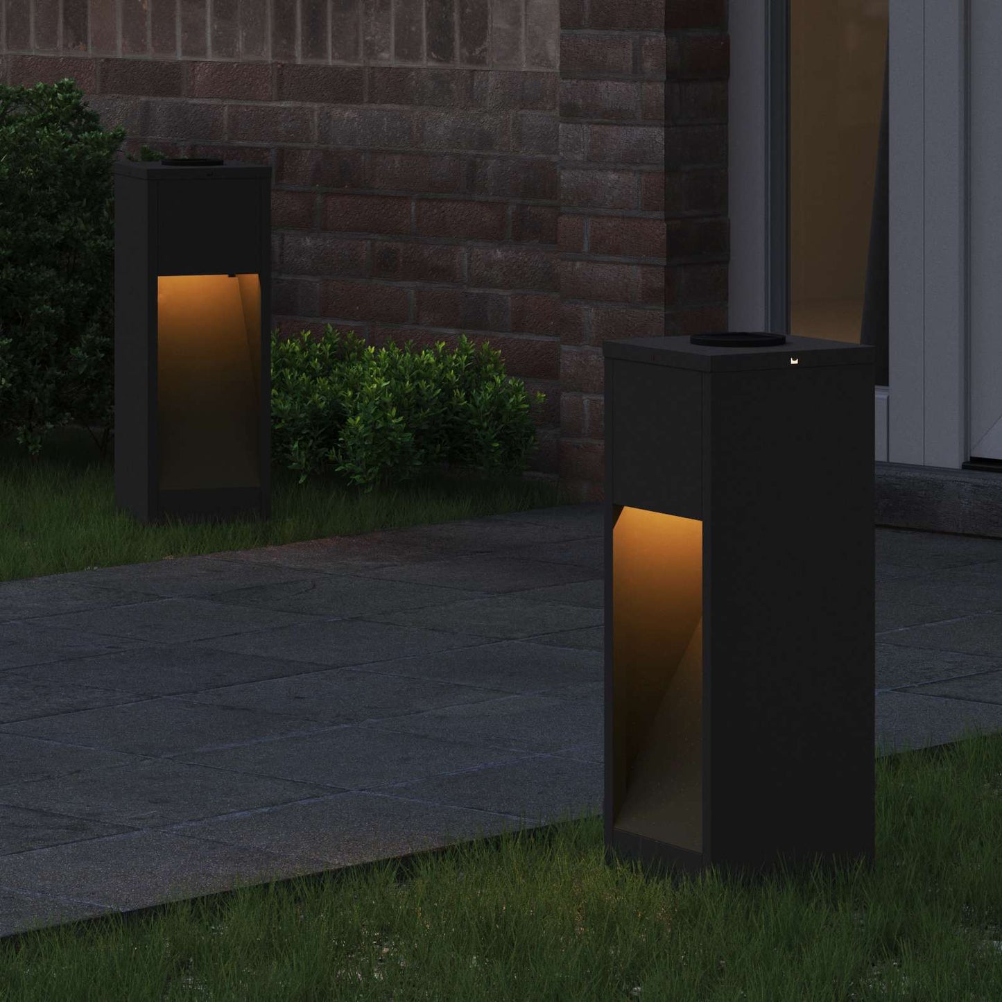 Solar LED Wegeleuchte 2 stk. Warmes Weiß 18 x 18 x 50 cm