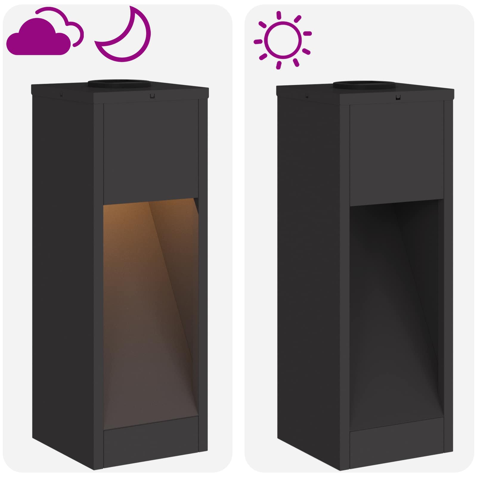 Solar LED Wegeleuchte 2 stk. Warmes Weiß 18 x 18 x 50 cm