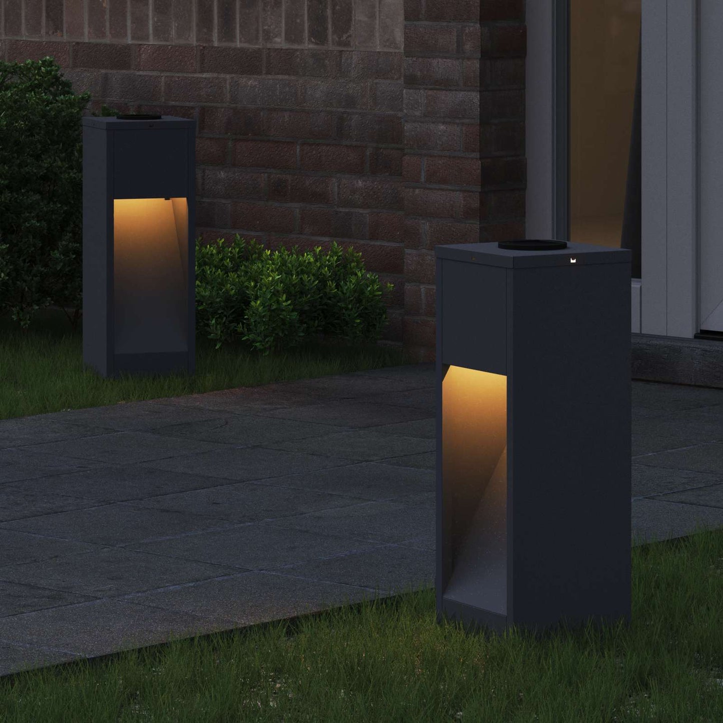 Solar LED Wegeleuchte 2 stk. Warmes Weiß 18 x 18 x 50 cm