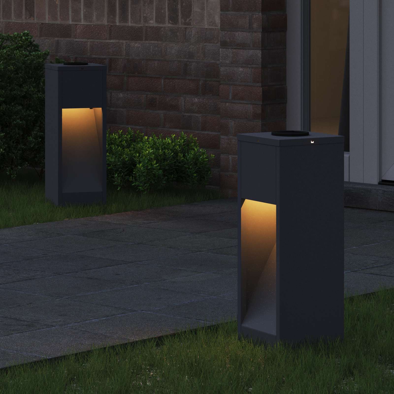 Solar LED Wegeleuchte 2 stk. Warmes Weiß 18 x 18 x 50 cm