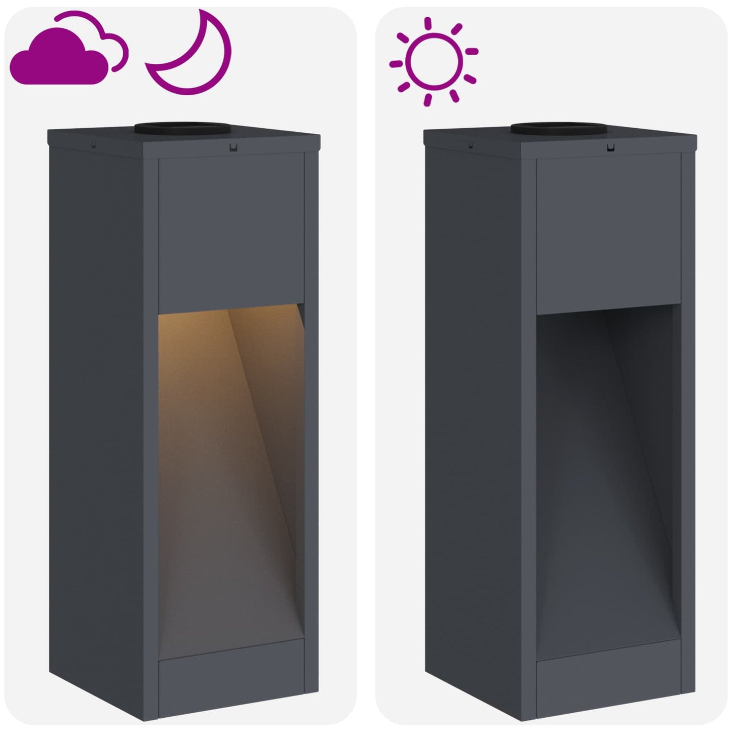 Solar LED Wegeleuchte 2 stk. Warmes Weiß 18 x 18 x 50 cm