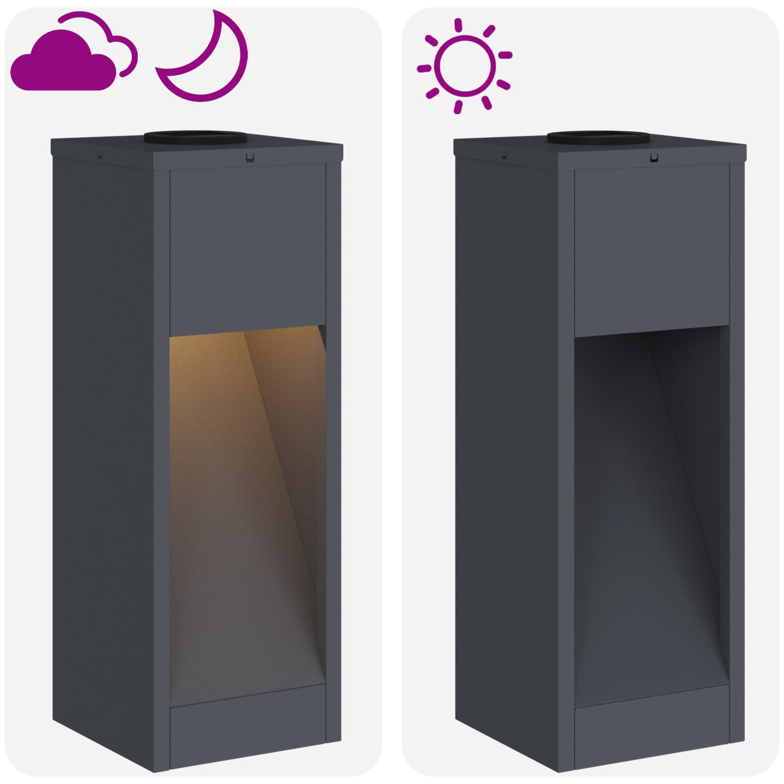 Solar LED Wegeleuchte 2 stk. Warmes Weiß 18 x 18 x 50 cm