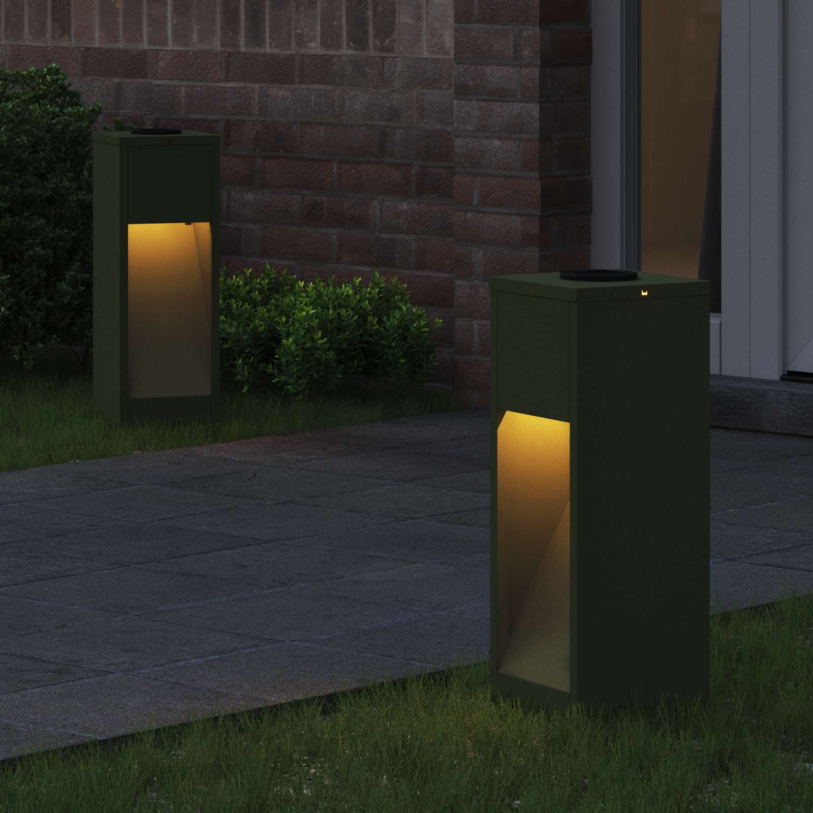 Solar LED Wegeleuchte 2 stk. Warmes Weiß 18 x 18 x 50 cm