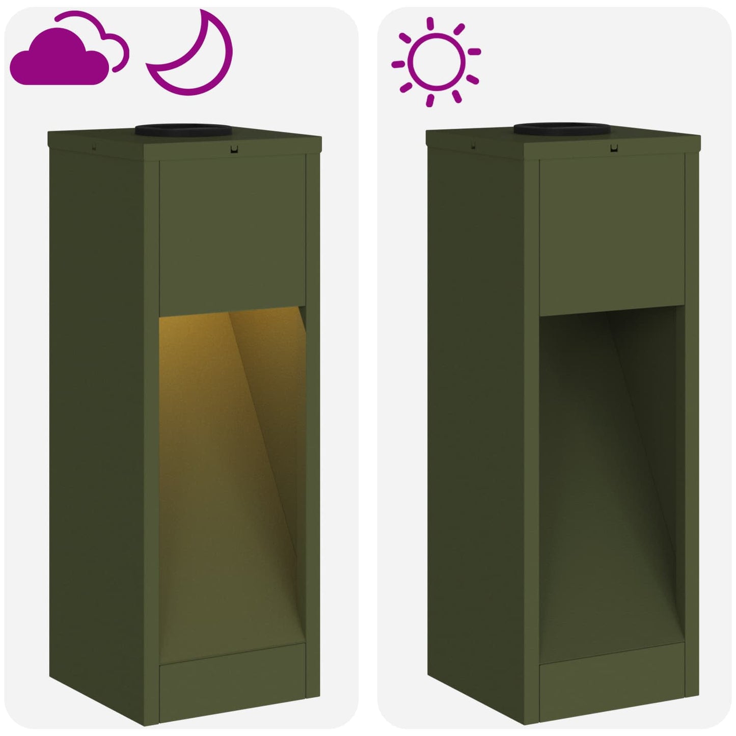 Solar LED Wegeleuchte 2 stk. Warmes Weiß 18 x 18 x 50 cm