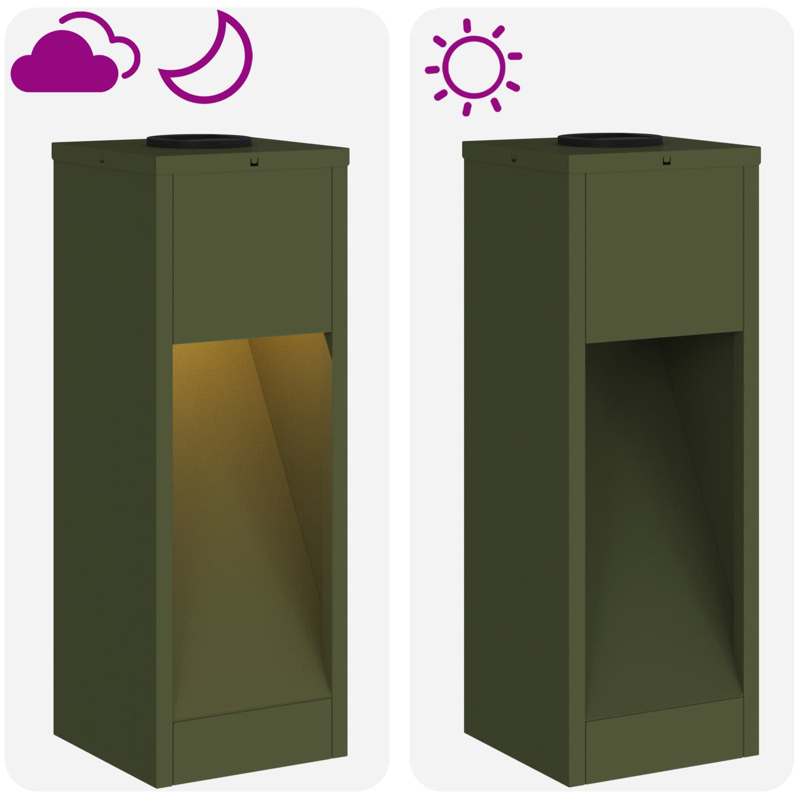 Solar LED Wegeleuchte 2 stk. Warmes Weiß 18 x 18 x 50 cm