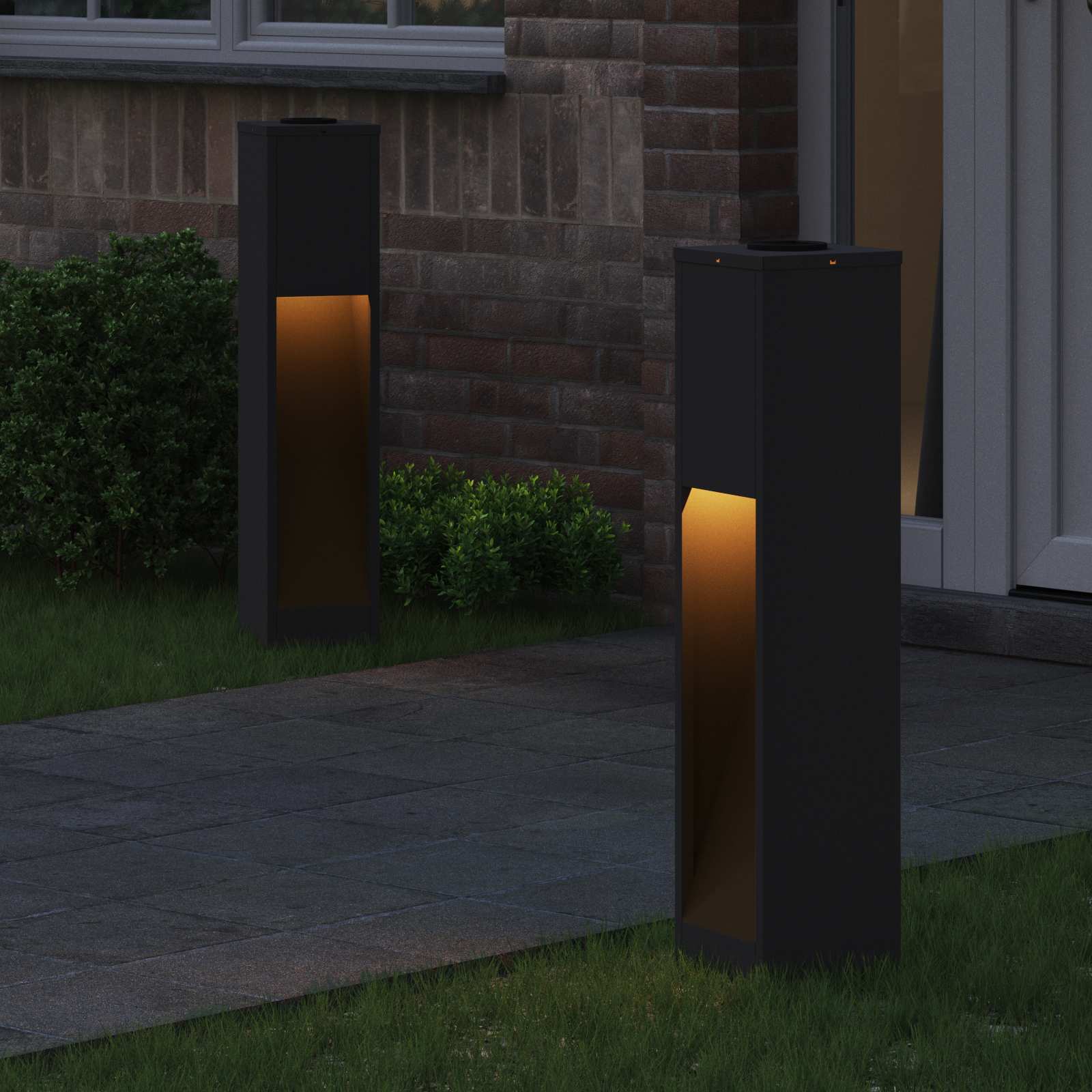 Solar LED Wegeleuchte 2 stk. Warmes Weiß 18 x 18 x 80 cm