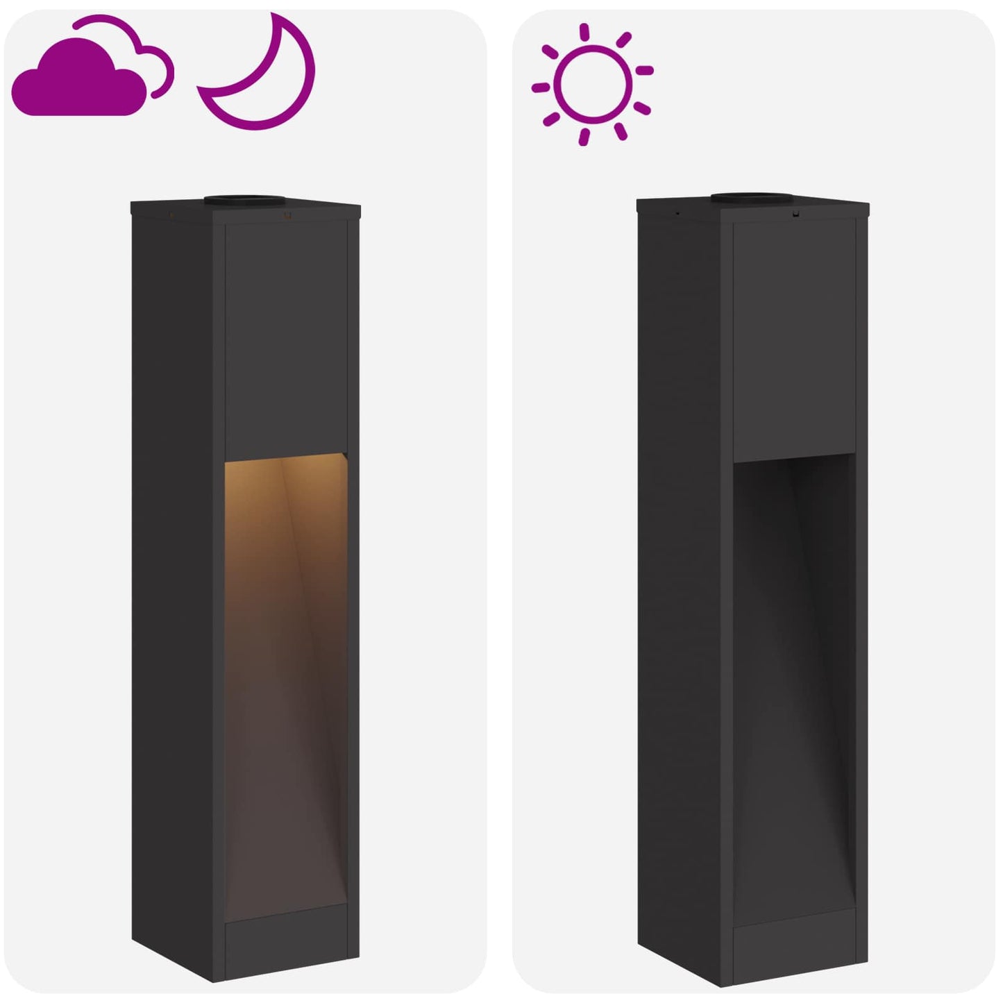 Solar LED Wegeleuchte 2 stk. Warmes Weiß 18 x 18 x 80 cm