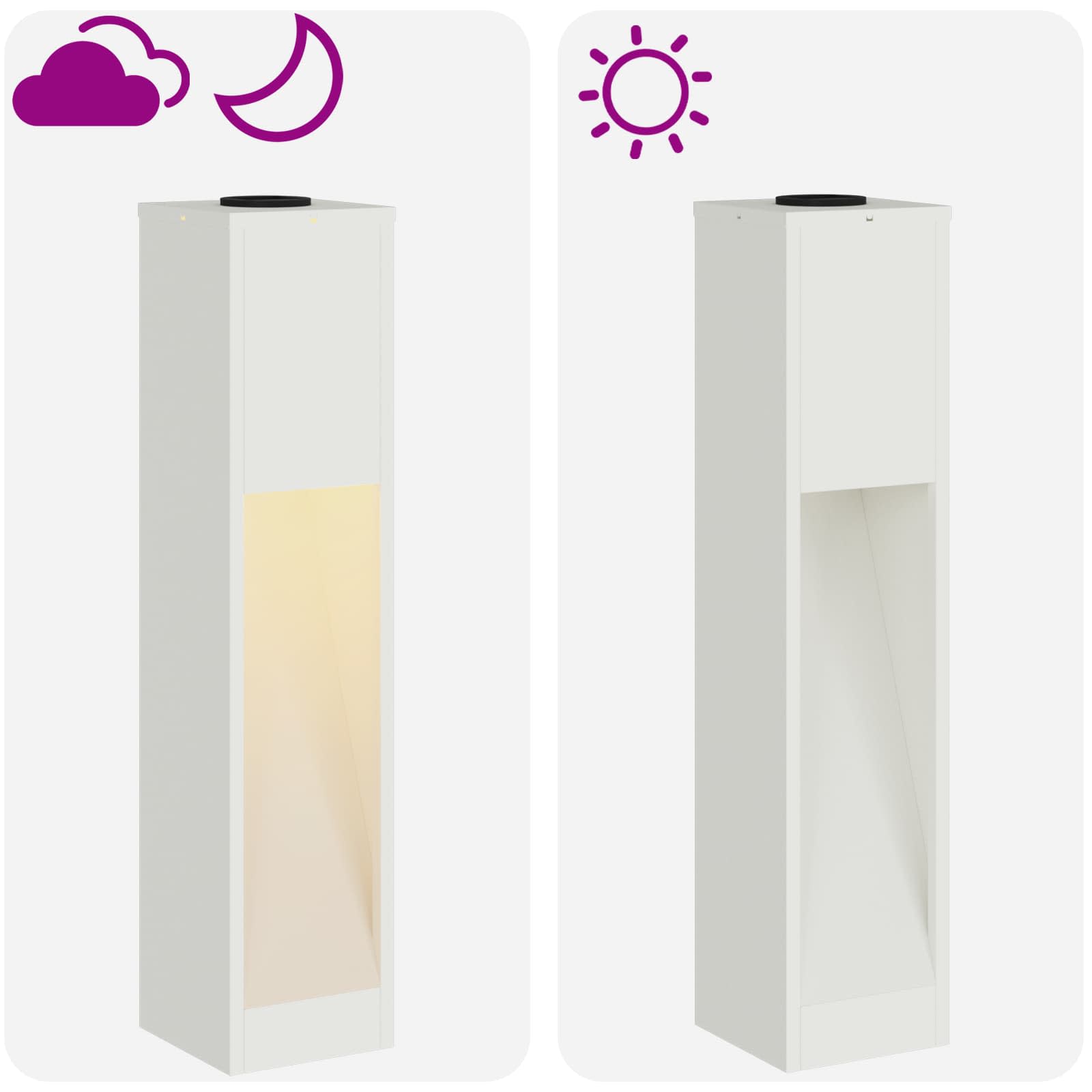 Solar LED Wegeleuchte 2 stk. Warmes Weiß 18 x 18 x 80 cm