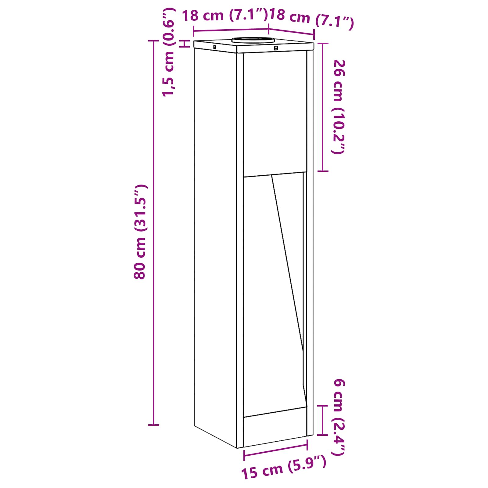 Solar LED Wegeleuchte 2 stk. Warmes Weiß 18 x 18 x 80 cm