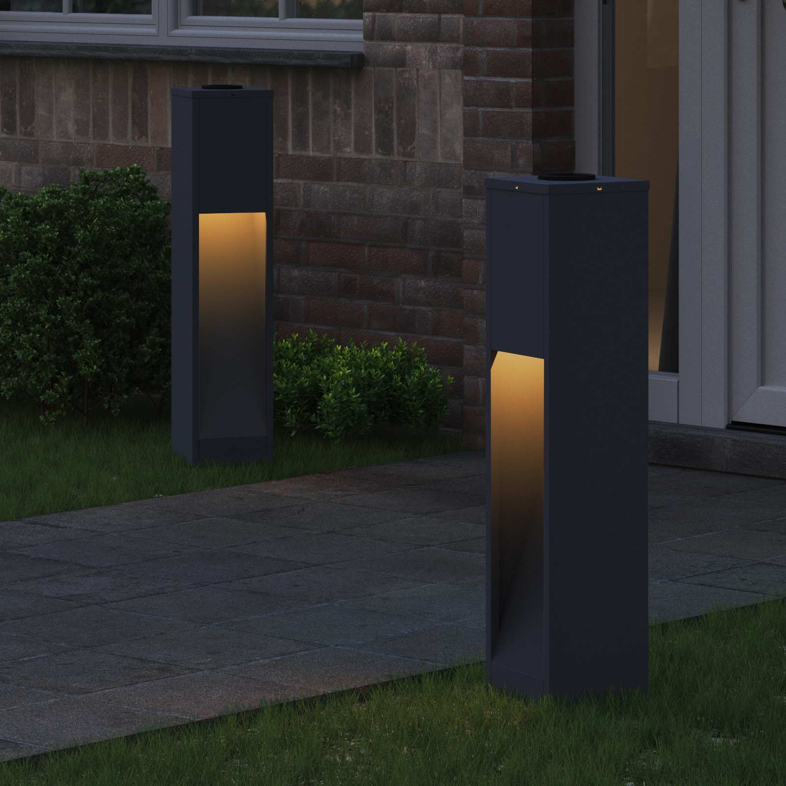 Solar LED Wegeleuchte 2 stk. Warmes Weiß 18 x 18 x 80 cm