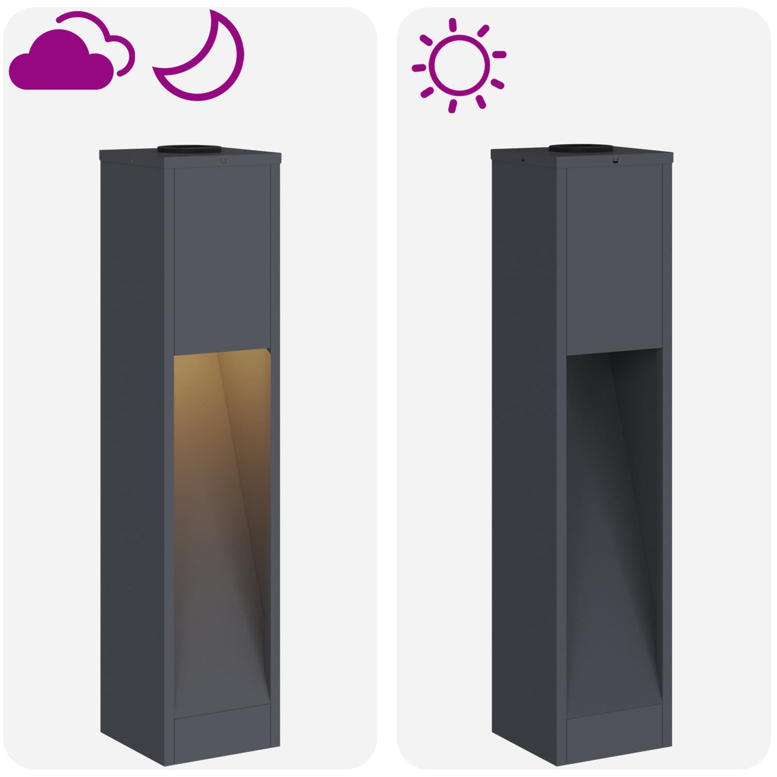 Solar LED Wegeleuchte 2 stk. Warmes Weiß 18 x 18 x 80 cm