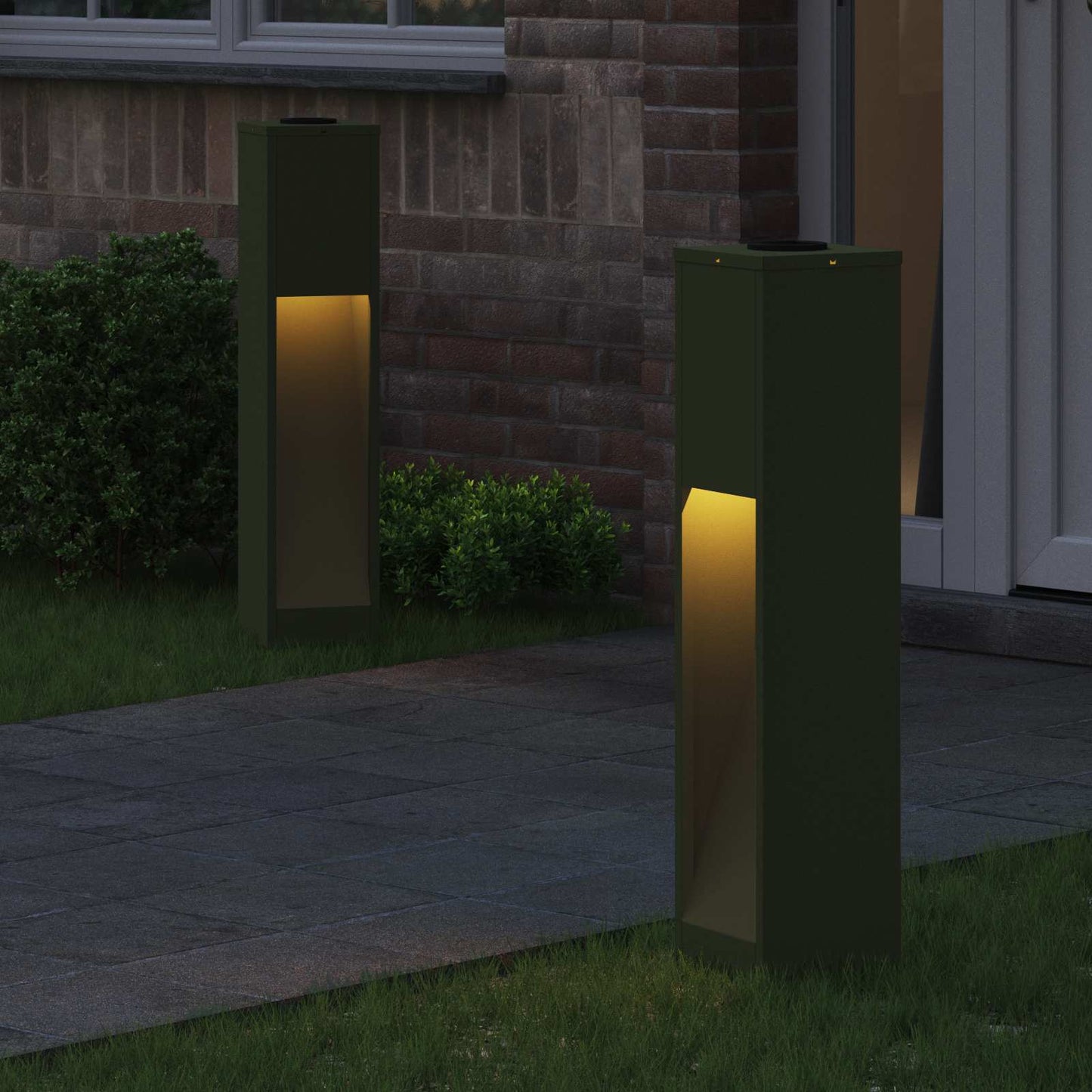 Solar LED Wegeleuchte 2 stk. Warmes Weiß 18 x 18 x 80 cm