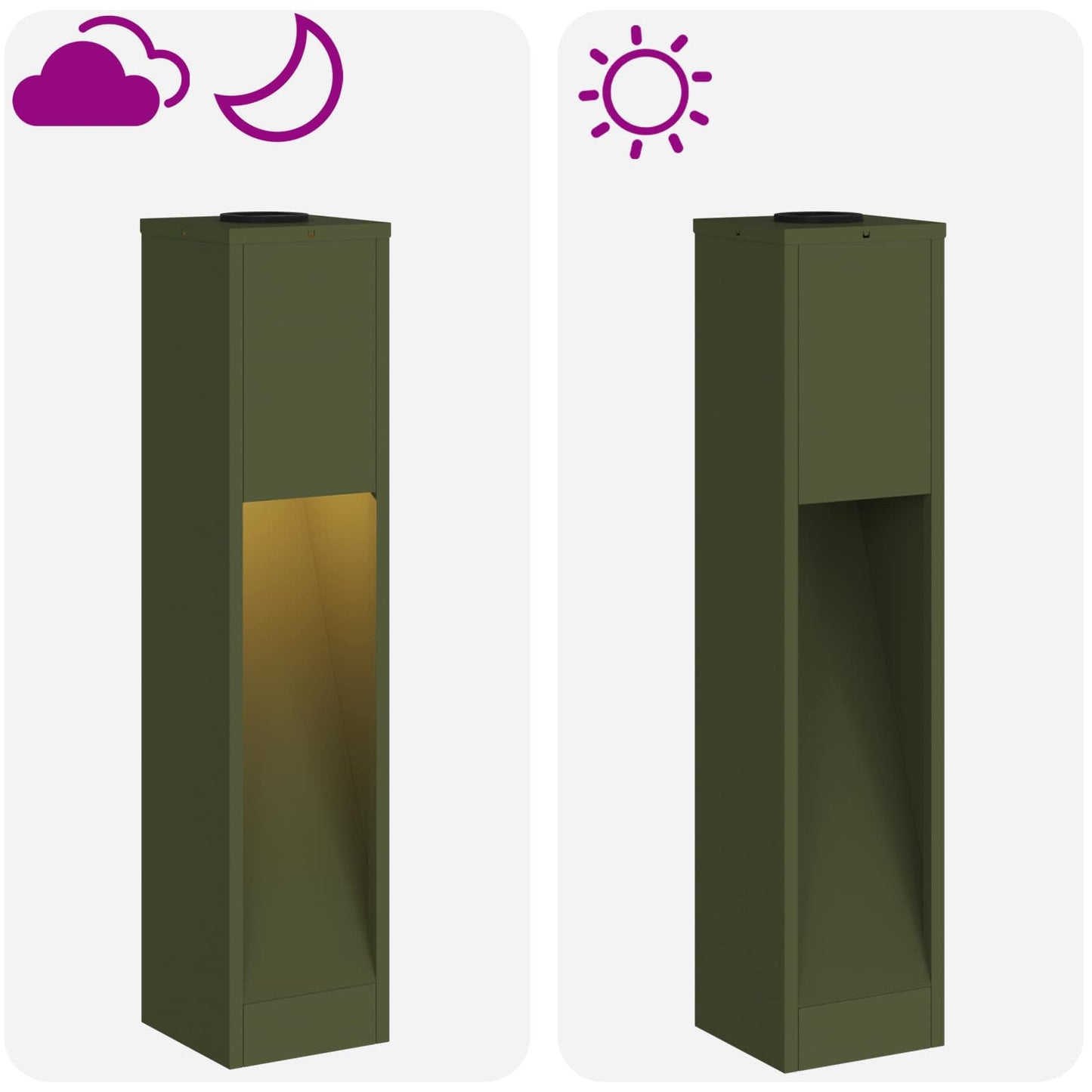 Solar LED Wegeleuchte 2 stk. Warmes Weiß 18 x 18 x 80 cm