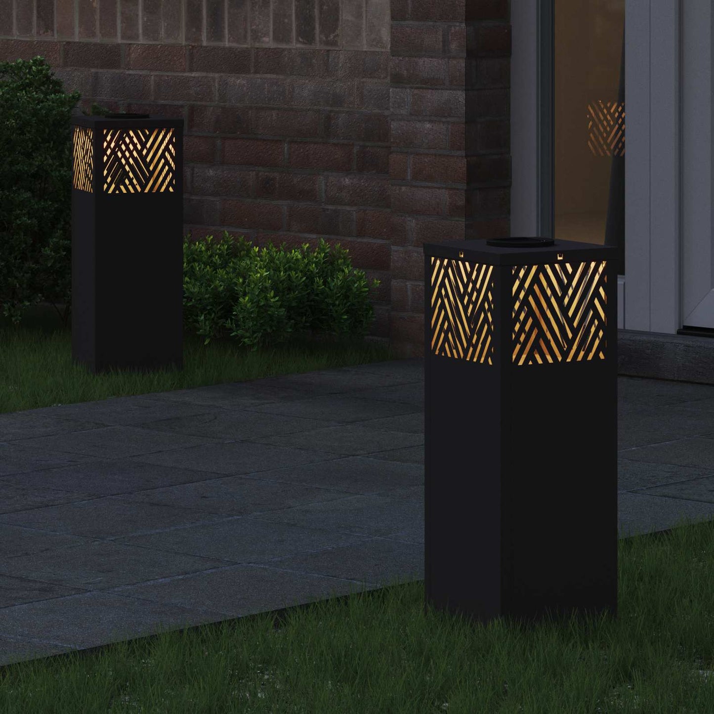 Solar LED Weg Licht 2 stk. Warmes Weiß 18 x 18 x 50 cm