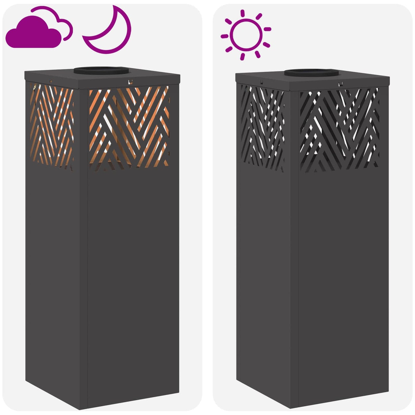 Solar LED Weg Licht 2 stk. Warmes Weiß 18 x 18 x 50 cm