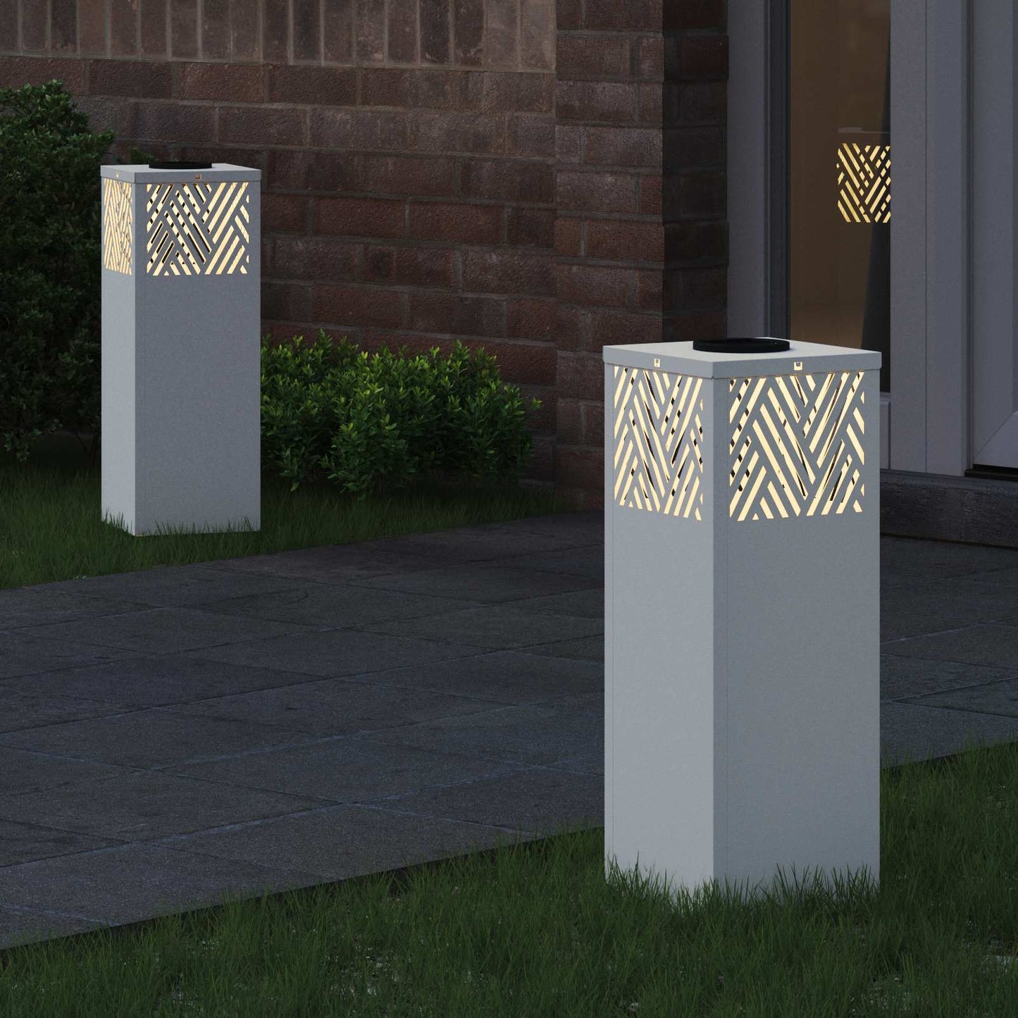 Solar LED Weg Licht 2 stk. Warmes Weiß 18 x 18 x 50 cm