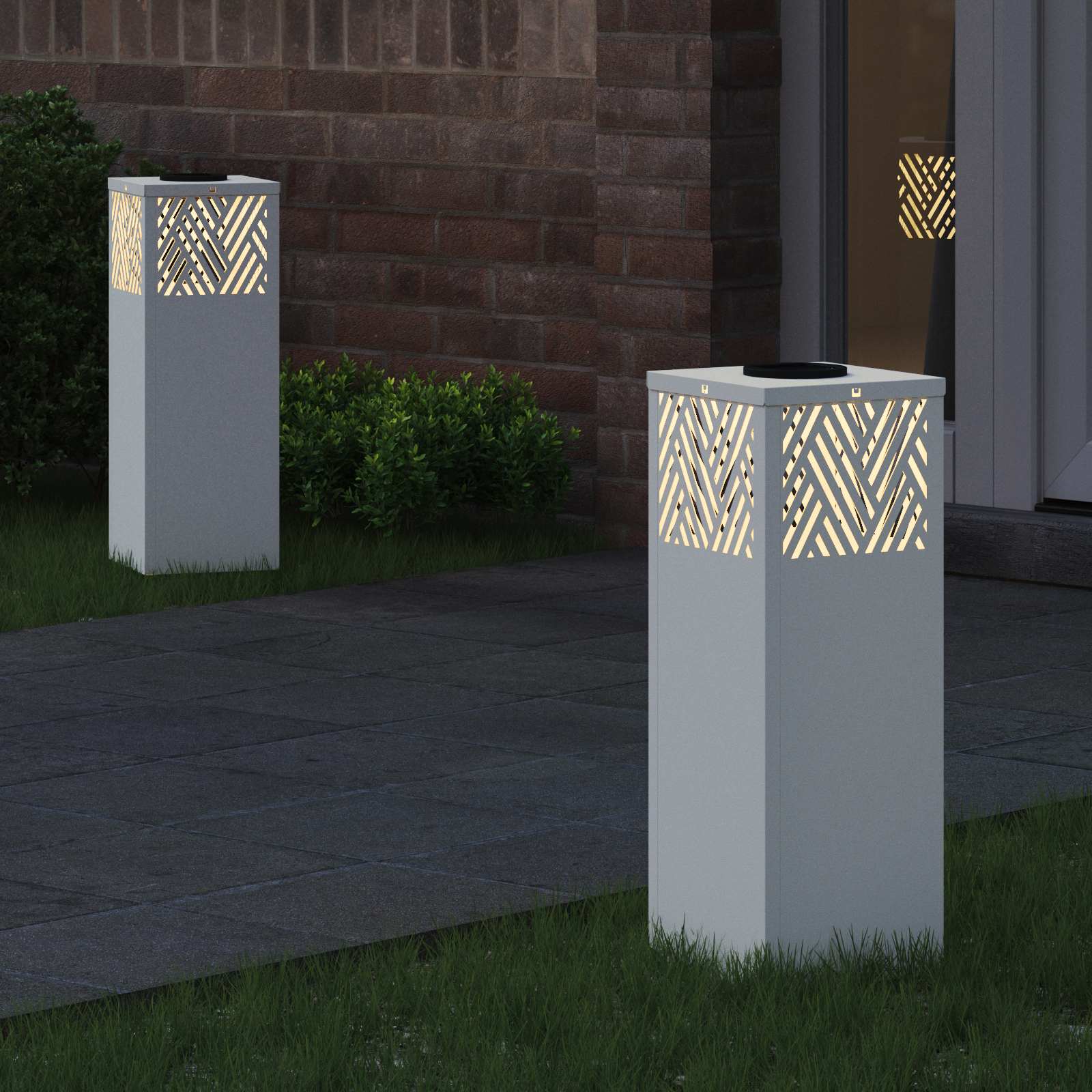 Solar LED Weg Licht 2 stk. Warmes Weiß 18 x 18 x 50 cm