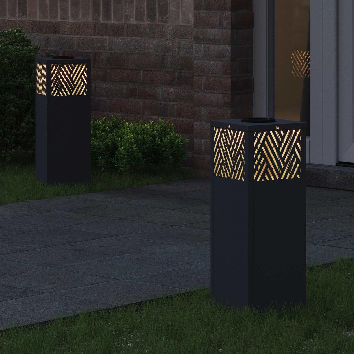 Solar LED Weg Licht 2 stk. Warmes Weiß 18 x 18 x 50 cm