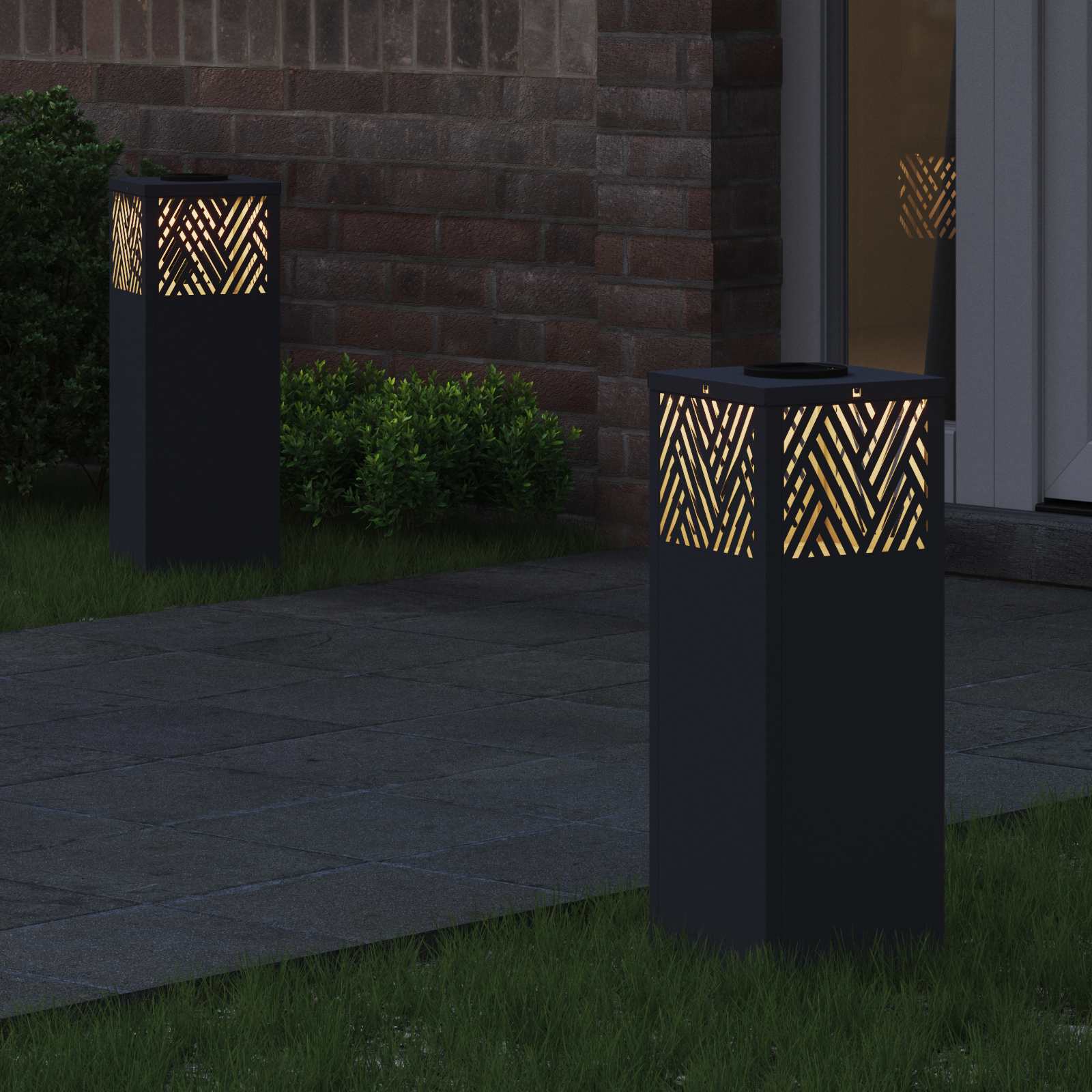 Solar LED Weg Licht 2 stk. Warmes Weiß 18 x 18 x 50 cm