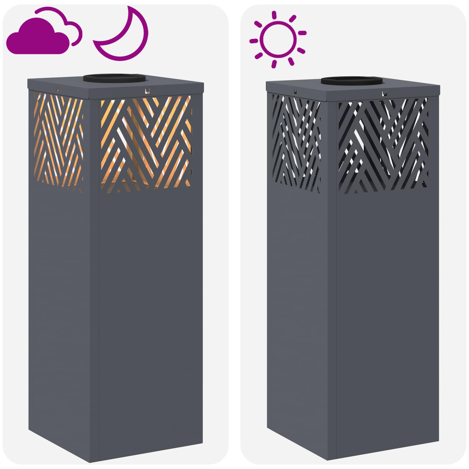 Solar LED Weg Licht 2 stk. Warmes Weiß 18 x 18 x 50 cm