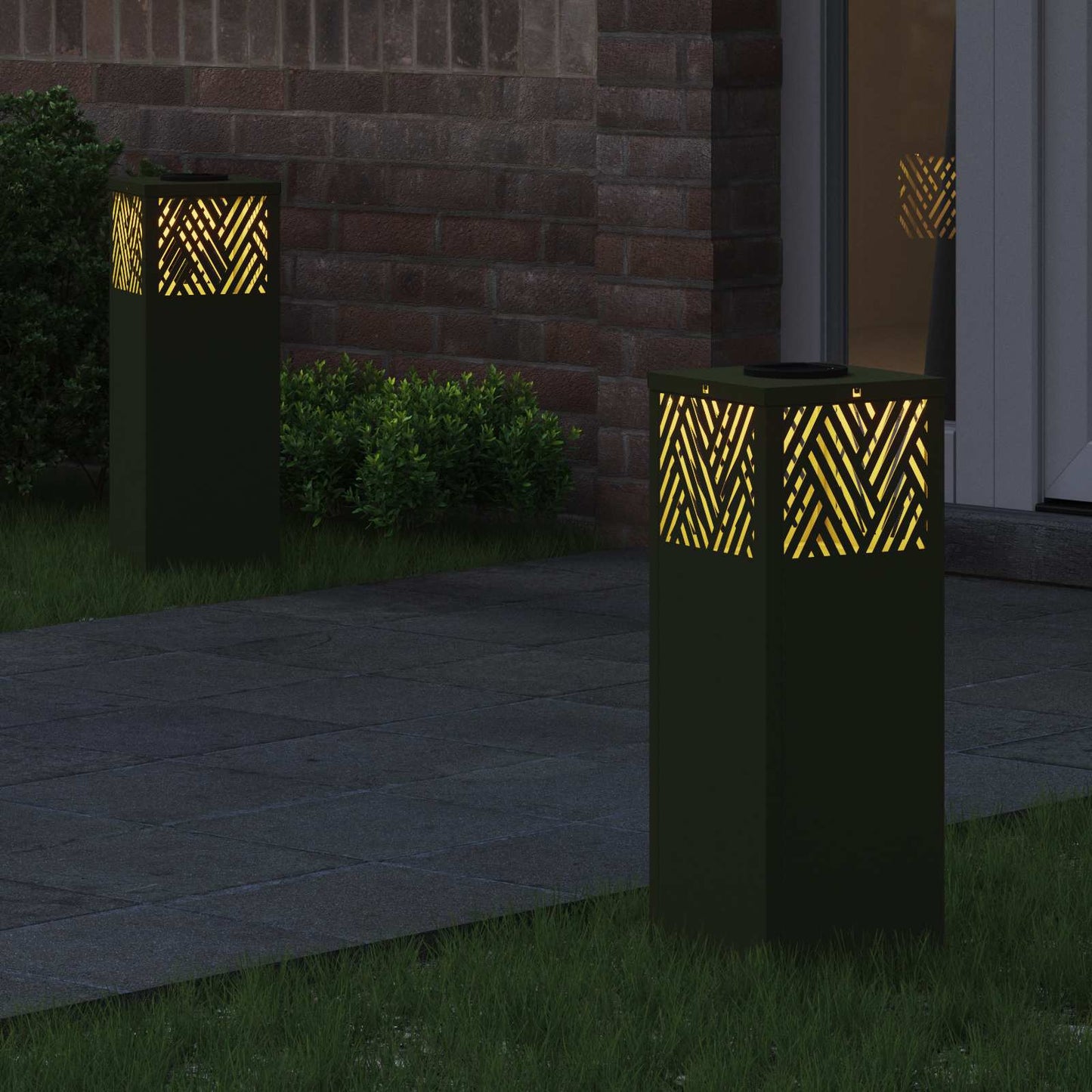 Solar LED Weg Licht 2 stk. Warmes Weiß 18 x 18 x 50 cm