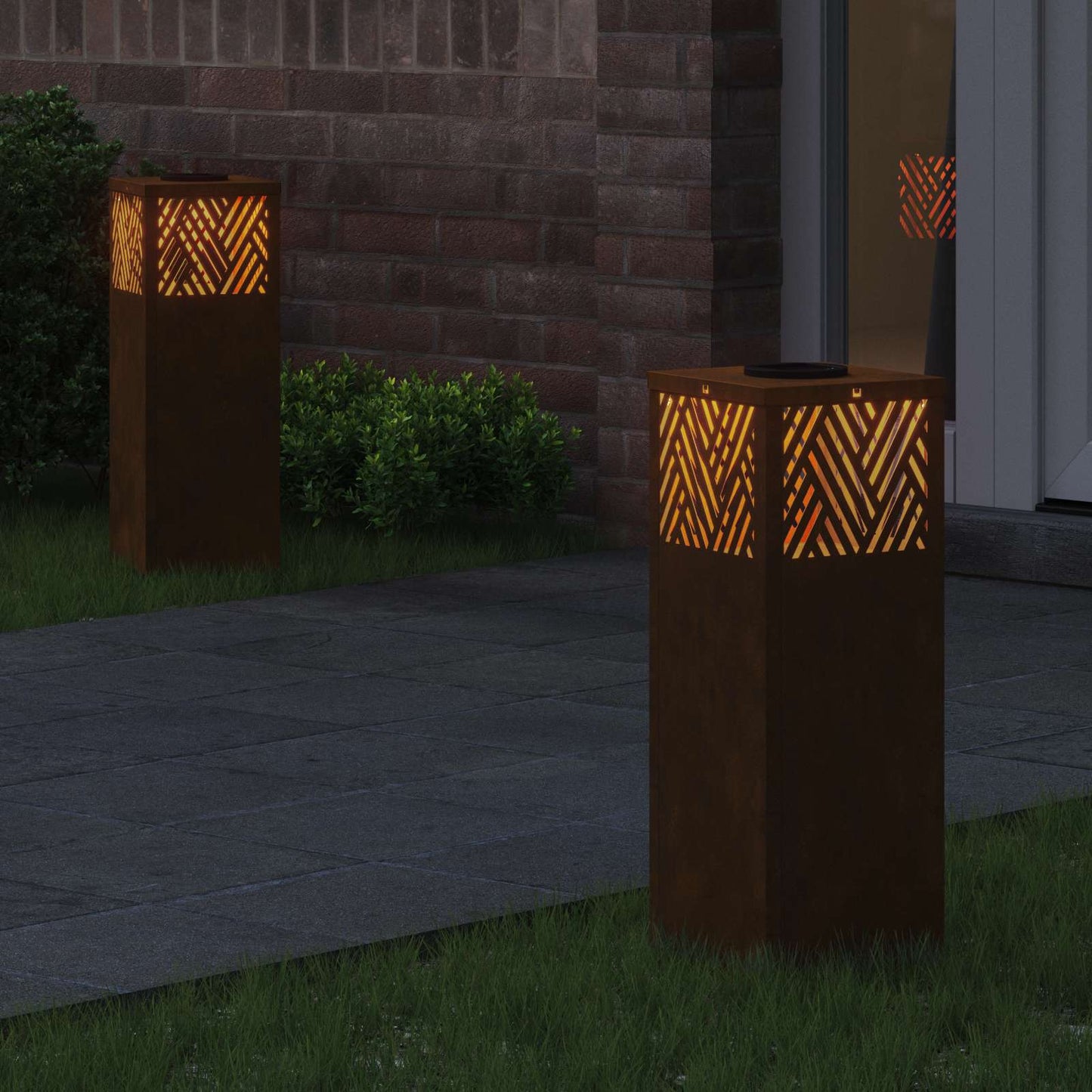 Solar LED Weg Licht 2 stk. Warmes Weiß 18 x 18 x 50 cm
